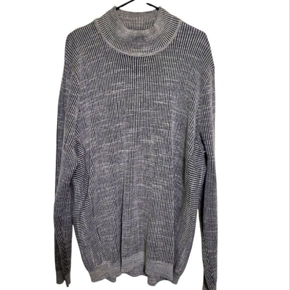 Calibrate Gray Knit Ribbed Mens Cowl Neck 100% Cotton Sweater, Size XXL - Picture 1 of 8